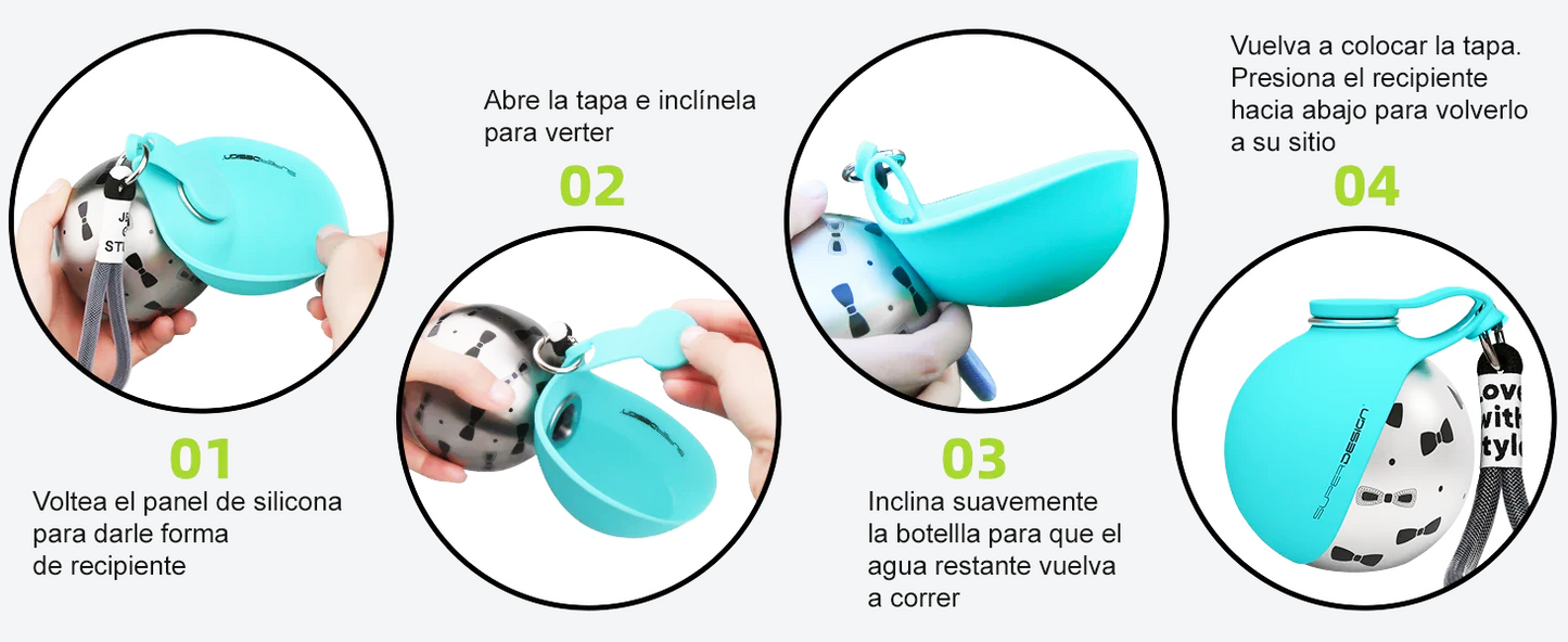 Botella de agua para perros